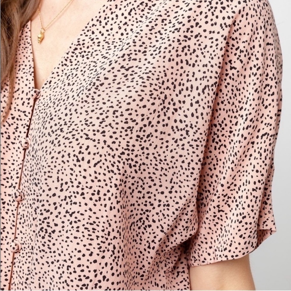 Rails Thea Rose Spotted Button Tie Waist Blouse - Picture 3 of 6